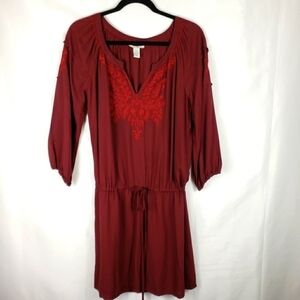 Lucky Burgundy Laszlo Embroidered Dress Sz XS